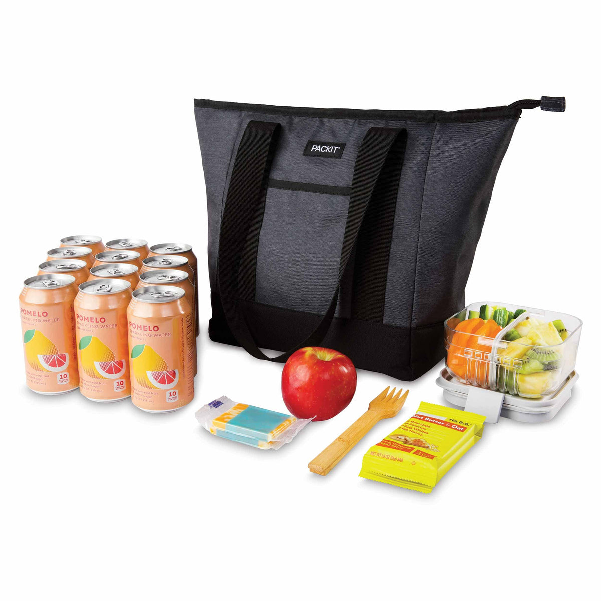 freezable-12-can-tote-cooler-i9 freezable-12-can-tote-cooler-city-charcoal-food-combo.jpg